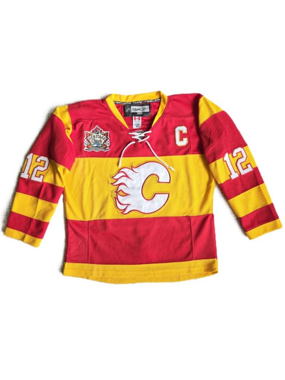 Calgary Flames Jarome Iginla #12 Captain Reebok Edge Authentic Jersey Size 50